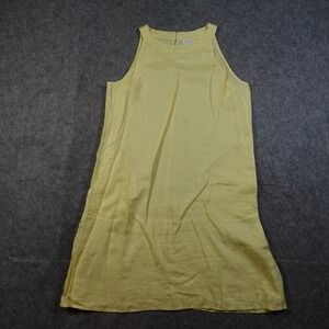 J Jill Dress Womens Medium Petite Love Linen Yellow Sleeveless A Line Lagenlook
